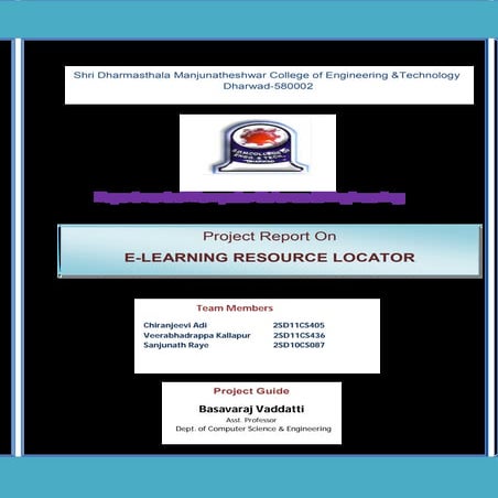 E learning resource Locator Project Report (J2EE)