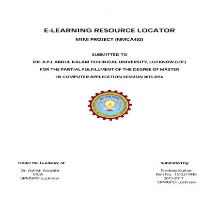 E learning resource locator, Synopsis