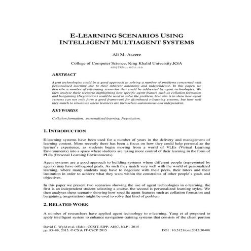 E learning scenarios using