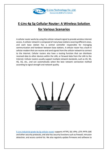 How to select a IoT 4G-5G router - E-Lins Technology | PDF
