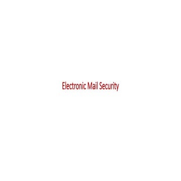 E-mail Security S/MIME PrettyGoodPrivacy