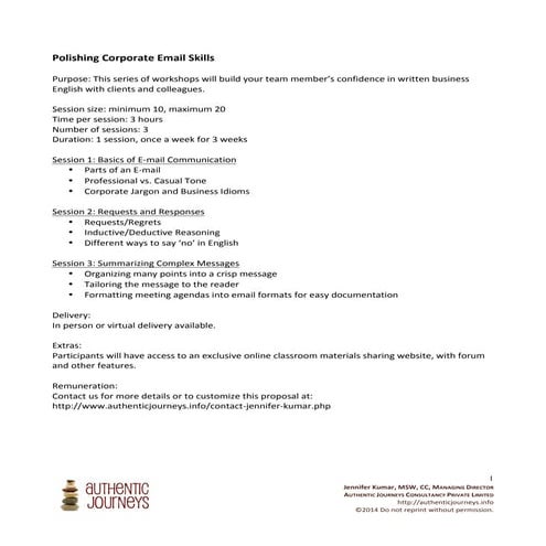 Corporate Email Writing Workshop | PDF