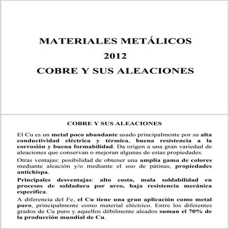 Cobre y aleaciones de Cobre | PDF