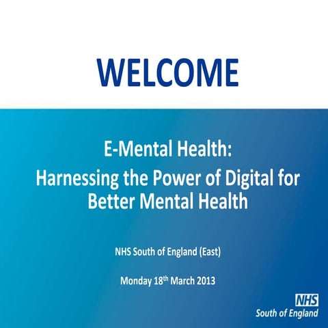 E mental Health Conference - Welcome & Programme