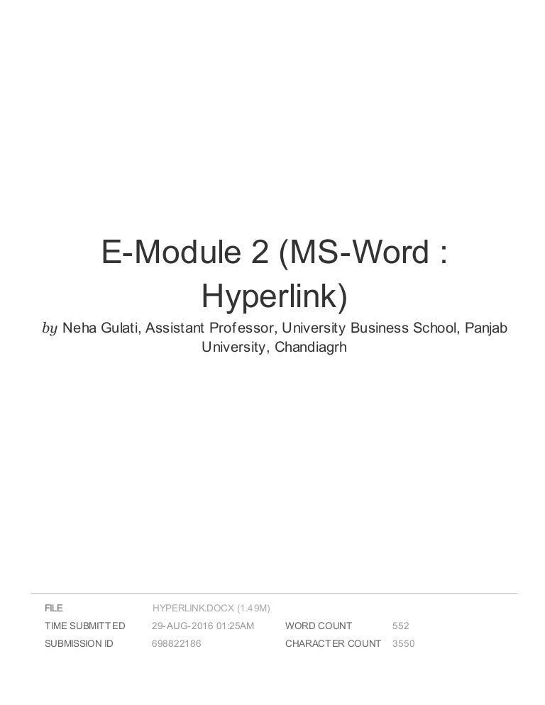 EModule 2 (MSWord Hyperlink)