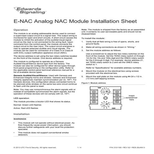 Edwards Signaling E-NAC Installation Manual
