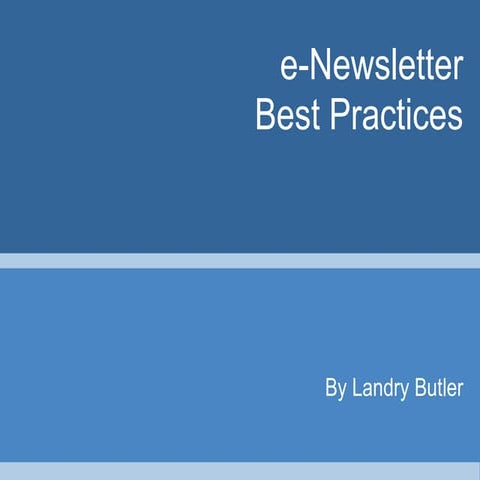 e-Newsletter Best Practices