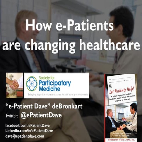 "e-Patients are Changing Healthcare": Public keynote at NI2016, Geneva