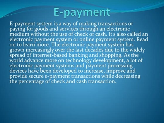 Electronic Payment Systems in E Commerce | PPT