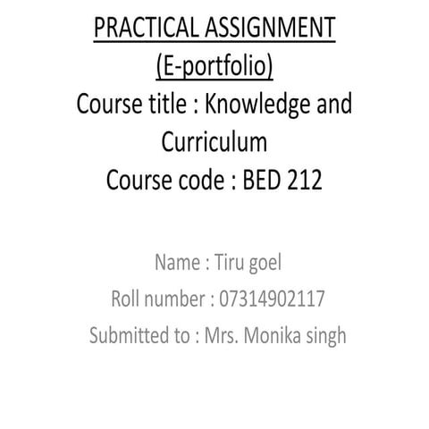 E Portfolio Of Knowledge And Curriculum Pptx