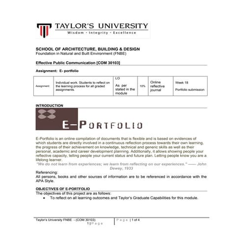 FNBE0115 - EPC EPORTFOLIO BRIEF