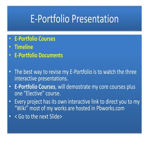 E portfolio tutorial