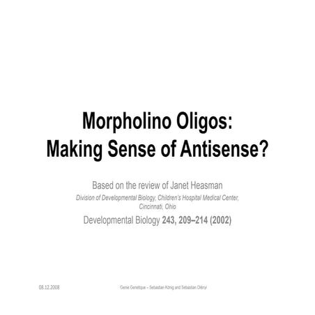 E Presentation Morpholino Oligos