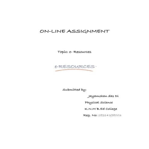 E resourse on-line assignment 