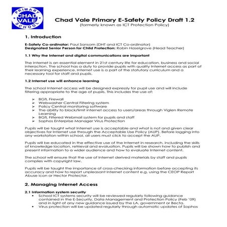 E Safety Policy Mar 09 Draft 1.2