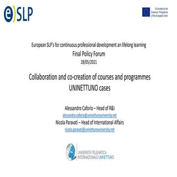 E-SLP final policy forum by alessandro caforio and nicola paravati (uninettuno)