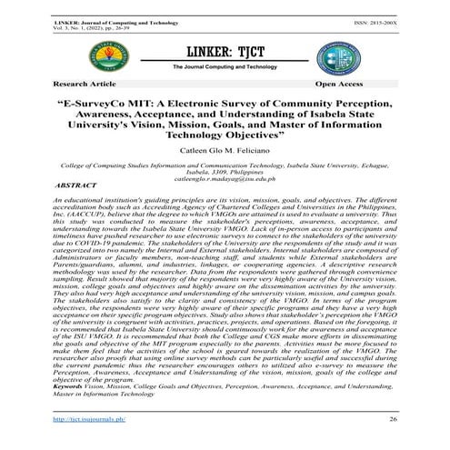 “E-SurveyCo MIT: A Electronic Survey of Community Perception, Awareness, Acce...