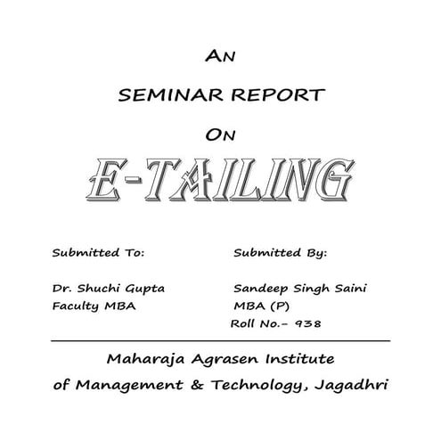E tailing (Seminar Report)
