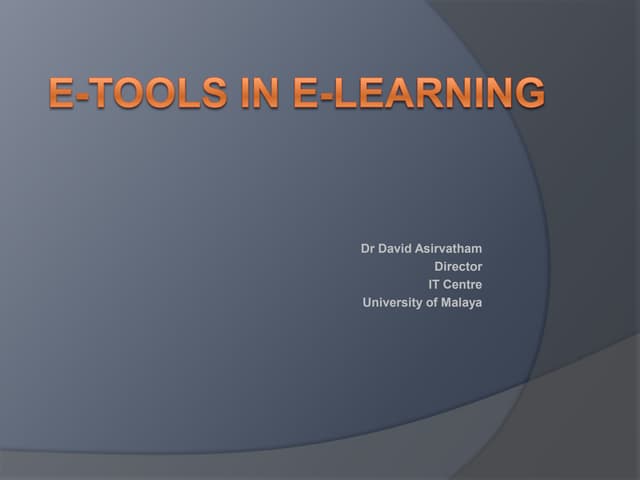 E-Tools for E-Learning