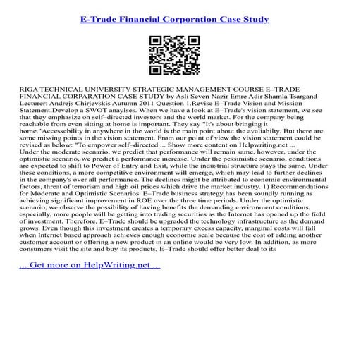 E-Trade Financial Corporation Case Study