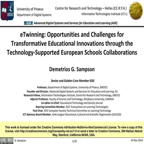 eTwinning: Opportunities and Challenges for Transformative Educational Innovations through the Technology-Supported European Schools Collaborations