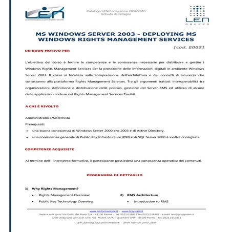 MS WINDOWS SERVER 2003 - Deploying ms windows rights management services - Sc...