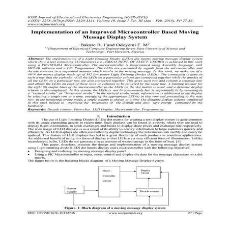 Implementation of an Improved Microcontroller Based Moving Message Display Sy...