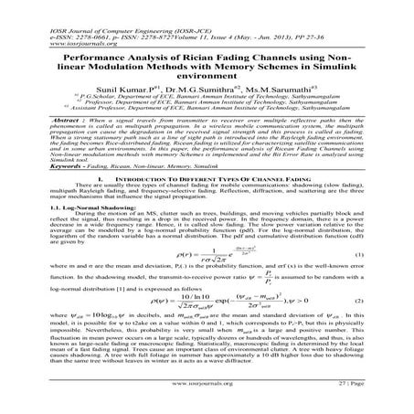 Performance Analysis of Rician Fading Channels using Nonlinear Modulation Met...