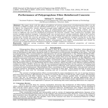 Performance of Polypropylene Fibre Reinforced Concrete