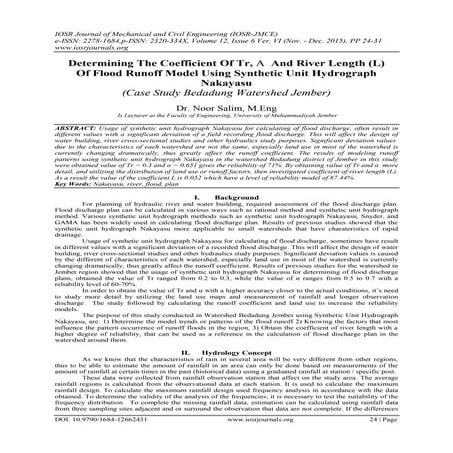 Determining The Coefficient Of Tr, Α And River Length (L) Of Flood Runoff Mod...