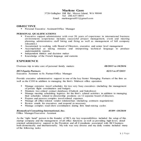 Marlene Gore CV (NOV 2016)