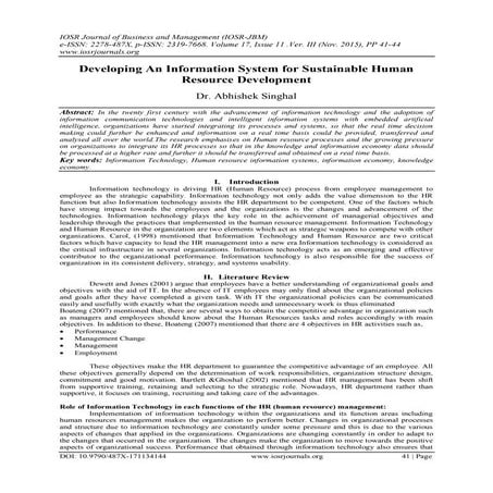 Developing An Information System for Sustainable Human Resource Development