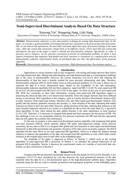 Semi-Supervised Discriminant Analysis Based On Data Structure