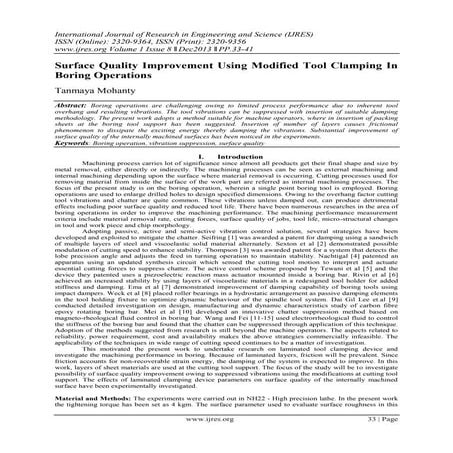 Surface Quality Improvement Using Modified Tool Clamping In Boring Operations