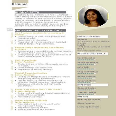 Architect dhanya - RESUME