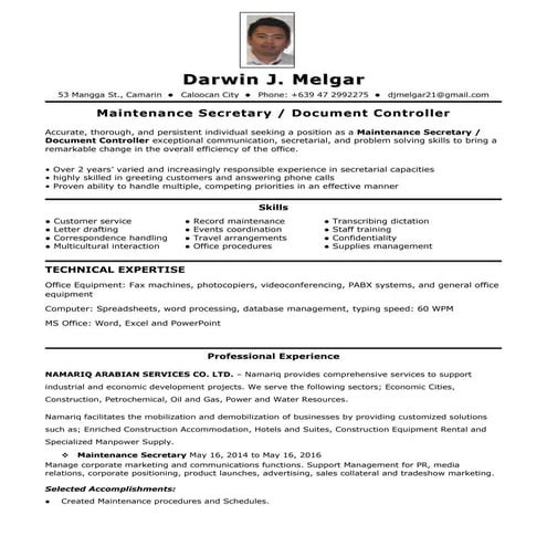 Maintenance Secretary