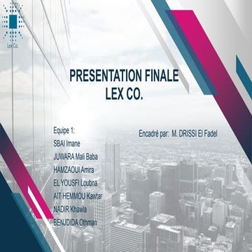 Business Game: Lex co. présentation finale