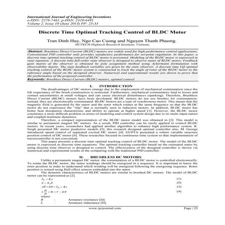 Discrete Time Optimal Tracking Control of BLDC Motor