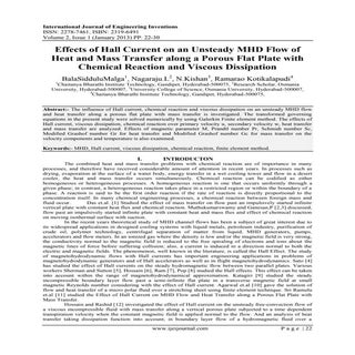 Effects of Hall Current on an Unste...