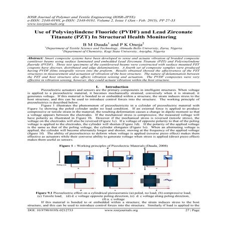 Use of Polyvinylindene Fluoride (PVDF) and Lead Zirconate Titanate (PZT) In S...