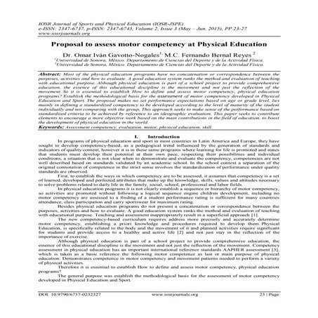 Proposal to assess motor competency at Physical Education