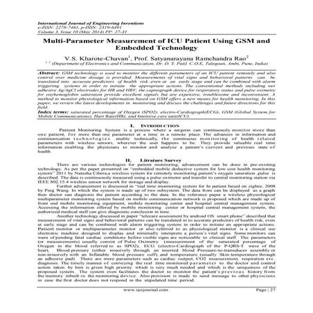 Multi-Parameter Measurement of ICU Patient Using GSM and Embedded Technology