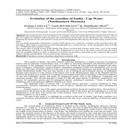 Evolution of the coastline of Saidia - Cap Water (Northeastern Morocco)