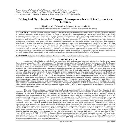 Biological Synthesis of Copper Nanoparticles and its impact - a Review ...
