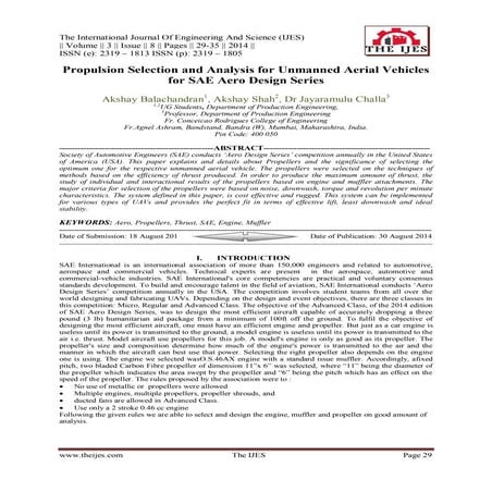 Propulsion Selection and Analysis for Unmanned Aerial Vehicles for SAE Aero D...