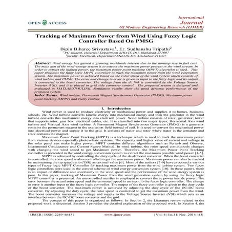 Tracking of Maximum Power from Wind Using Fuzzy Logic  Controller Based On PMSG