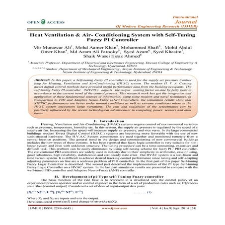 Heat Ventilation & Air- Conditioning System with Self-Tuning Fuzzy PI Controller