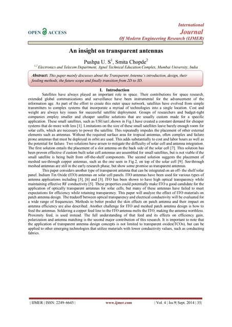 An insight on transparent antennas