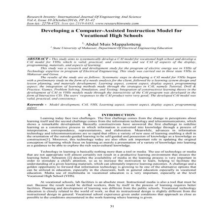 Developing a Computer-Assisted Instruction Model for Vocational High Schools