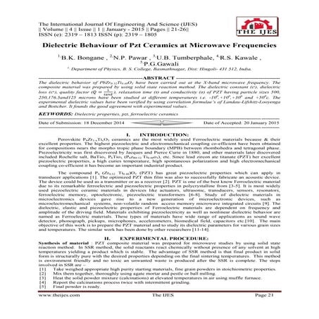 Dielectric Behaviour of Pzt Ceramics at Microwave Frequencies